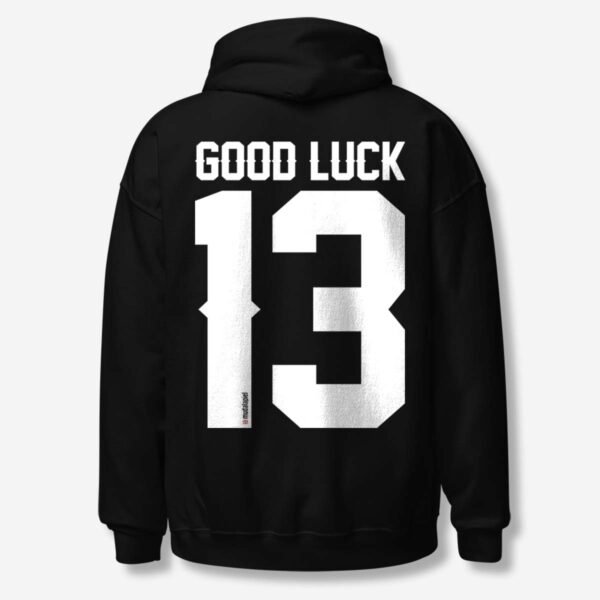 Sudadera Negra 13 GOOD LUCK Tattoo Unisex Espalda