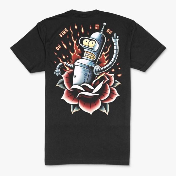 Camiseta Negra BENDER ON FIRE Tattoo Unisex Espalda