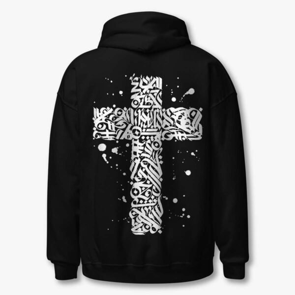 Sudadera Negra CRUZ URBANA Tattoo Unisex Espalda