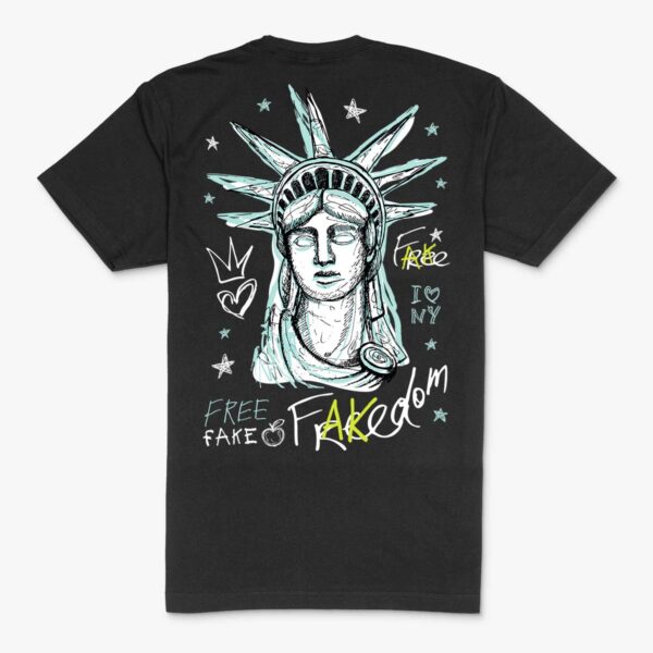 Camiseta Negra FAKE FREEDOM Tattoo Unisex Espalda