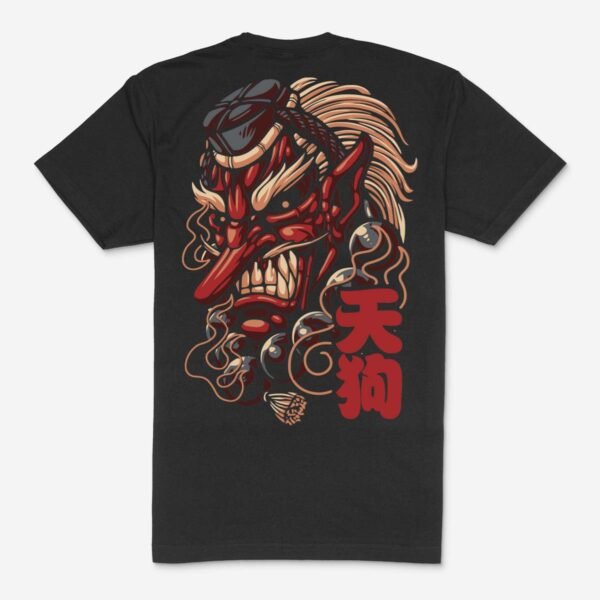 Camiseta Negra DEMONIO ONI JAPONES Tattoo Unisex Espalda